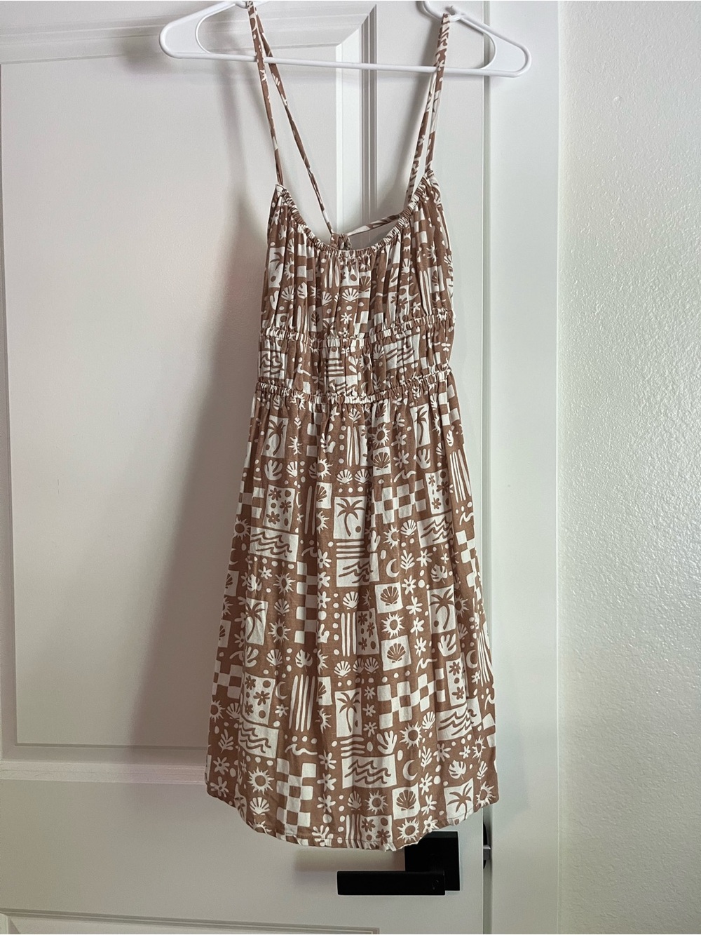 Volcom Brown & White Printed Mini Sundress